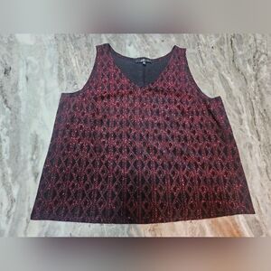 Jump Apparel Black & Red Glitter Sleeveless Tank Top Size 2X